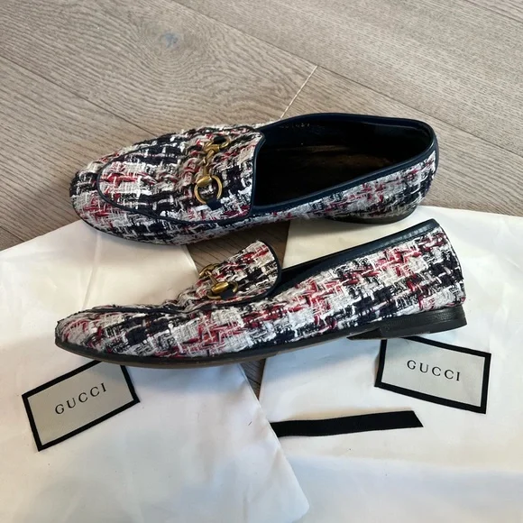 Gucci women’s tweed Jordaan loafer in size 37 - Picture 3 of 7